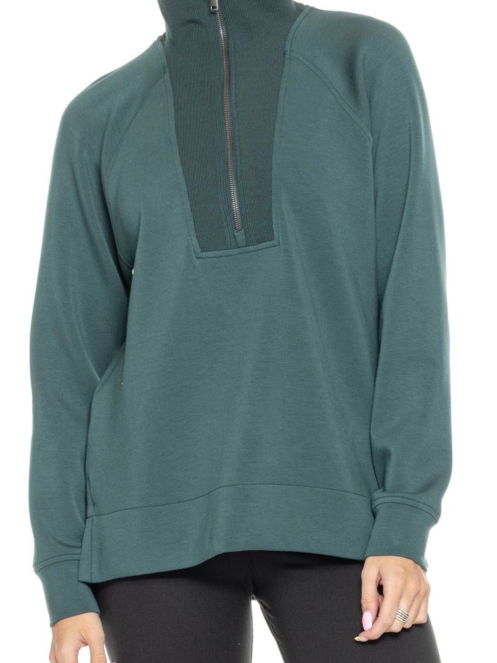SPANX NWT AirEssentials Women’s Forest Green Half-Zip Pullover Sweatshirt